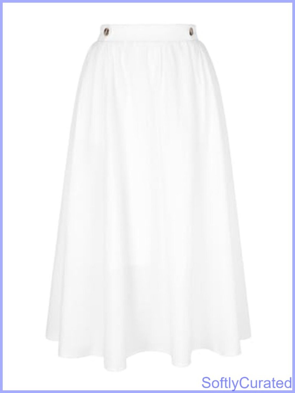 Women's A-Line Midi Skirt Elastic High Waist Cotton Blend Casual Swing Flare